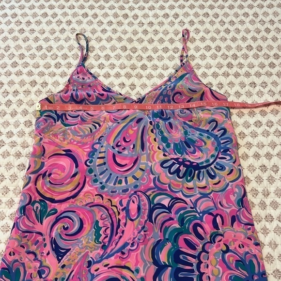 Lilly Pulitzer Lela Psychedelic Sunshine Silk Slip Double V-Neck Dress Small - Picture 11 of 15